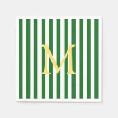 Groen en wit gestreepte monogram papieren servette servet (Voorkant)