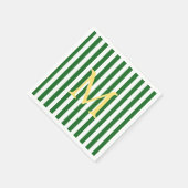 Groen en wit gestreepte monogram papieren servette servet (Hoek)