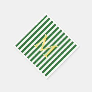 Groen en wit gestreepte monogram papieren servette servet