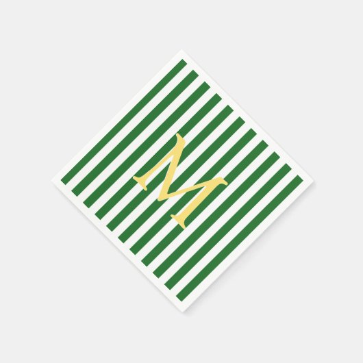 Groen en wit gestreepte monogram papieren servette servet (Hoek)