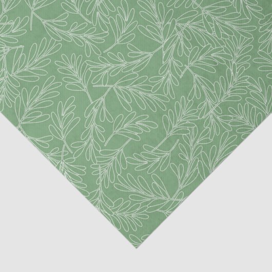 Groen en Wit Getextureerde Botanische Bladeren Tissuepapier (Detail)