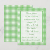 Groen en wit gingham - Alle Doel Partij nodigt uit Kaart (Voorkant / Achterkant)