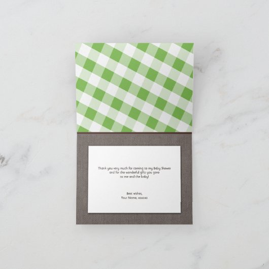 Groen en wit Gingham Canvas bedankt kaarten (Binnen)