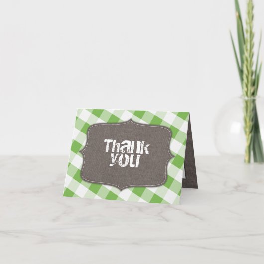 Groen en wit Gingham Canvas bedankt kaarten (Voorkant)