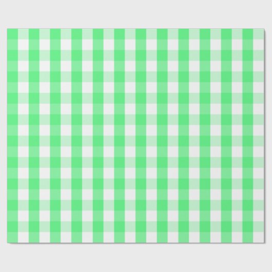 Groen en wit gingham-geleidepapier met groot licht cadeaupapier (Vlak)