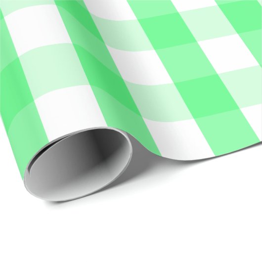 Groen en wit gingham-geleidepapier met groot licht cadeaupapier (Rol Hoek)