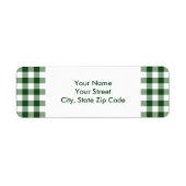 Groen en Wit Gingham Patroon adreslabel Etiket (Voorkant)