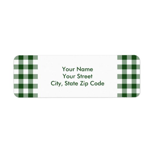 Groen en Wit Gingham Patroon adreslabel Etiket (Voorkant)