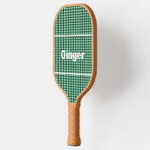 Groen en Wit Gingham Patroon Modern Monogram Pickleball Paddle (Links)