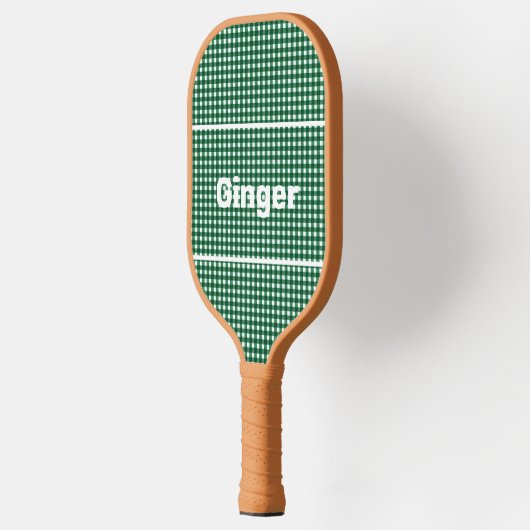 Groen en Wit Gingham Patroon Modern Monogram Pickleball Paddle (Links)