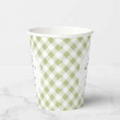 Groen en Wit Gingham Pattern Oh Baby shower Papieren Bekers (Rechts)