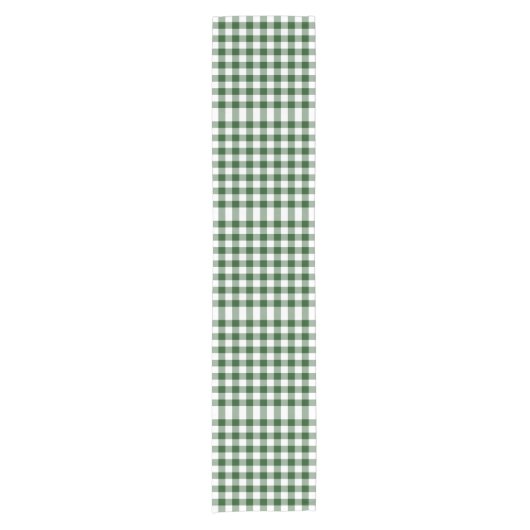 Groen en wit Gingham Pattern Table Runner Korte Tafelloper (Voorkant)