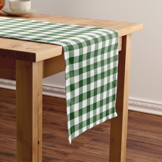 Groen en wit Gingham Pattern Table Runner Korte Tafelloper (Voorbeeld)