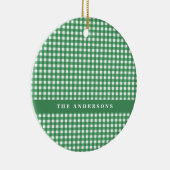  Groen en Wit Gingham Pset Gepersonaliseerd Keramisch Ornament (Rechts)