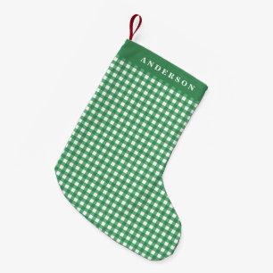 Groen en Wit Gingham Pset Gepersonaliseerd Kleine Kerstsok