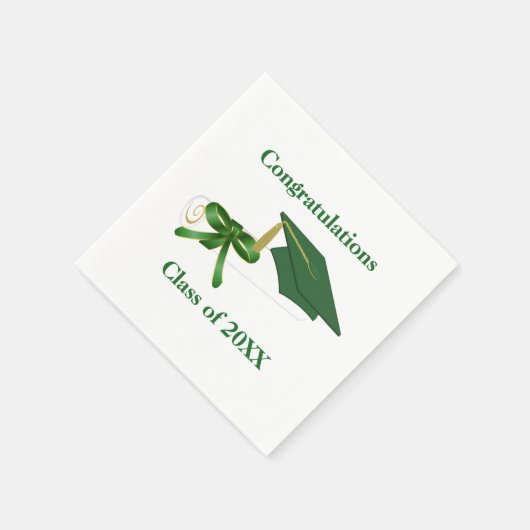Groen en wit Graduation Party Papier Servetten (Hoek)