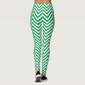 Groen en wit grafisch ontwerp Zigzag Patroon Leggings (Achterkant)
