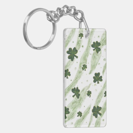 Groen en wit grijssteenpatroon acrylische sleutelh sleutelhanger (Voorkant Links)