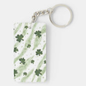 Groen en wit grijssteenpatroon acrylische sleutelh sleutelhanger (achterkant)