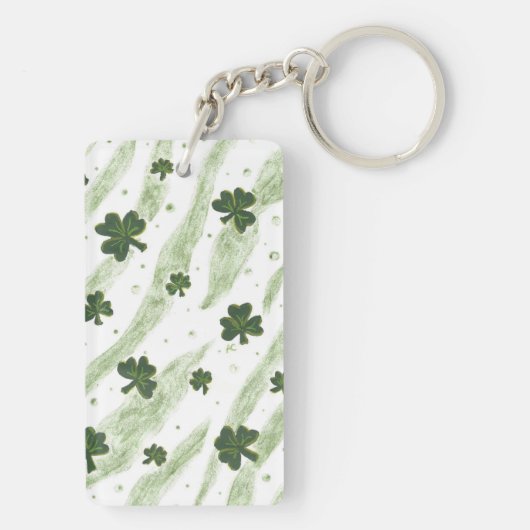 Groen en wit grijssteenpatroon acrylische sleutelh sleutelhanger (achterkant)