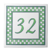 Groen en wit groot huis nummer tegeltje (Voorkant)