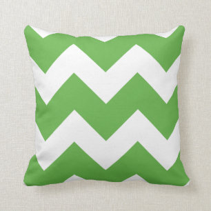 Groen en wit Grote Chevron Print Kussen