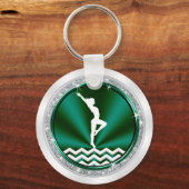 Groen en Wit, Gymnastiek Geëerde Favors Sleutelhanger (Achterkant)