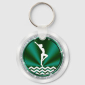 Groen en Wit, Gymnastiek Geëerde Favors Sleutelhanger (Achterkant)