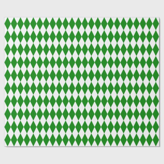 Groen en wit Harlequin Wrapping Paper Cadeaupapier (Vlak)