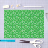 Groen en Wit Hartjes Patroon Tissuepapier (Craft)