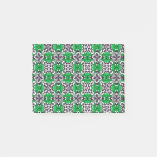Groen en Wit Herhalend Tegelpatroon Post-it® Notes (Voorkant)