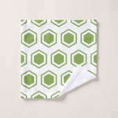 Groen en wit hexagonal Patroon Bad Handdoek (Wasdoekje)