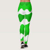 Groen en wit horizontaal golvenpatroon leggings (Achterkant)