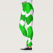 Groen en wit horizontaal golvenpatroon leggings (Links)