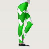 Groen en wit horizontaal golvenpatroon leggings (Rechts)