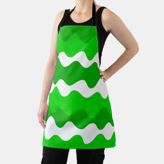 Groen en wit horizontaal golvenpatroon schort (Insitu)