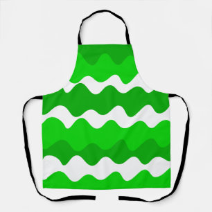 Groen en wit horizontaal golvenpatroon schort