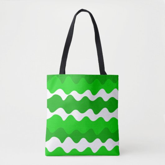 Groen en wit horizontaal golvenpatroon tote bag (Voorkant)