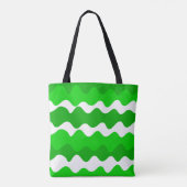Groen en wit horizontaal golvenpatroon tote bag (Achterkant)