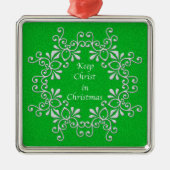 Groen en wit houden Christus in kerstversiering Metalen Ornament (Voorkant)