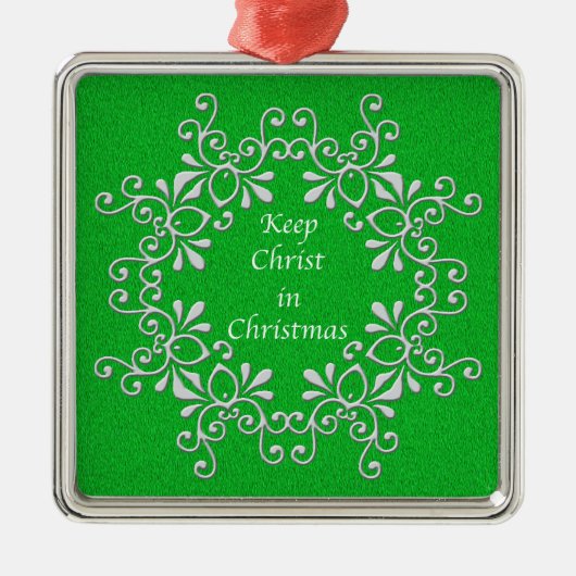Groen en wit houden Christus in kerstversiering Metalen Ornament (Voorkant)