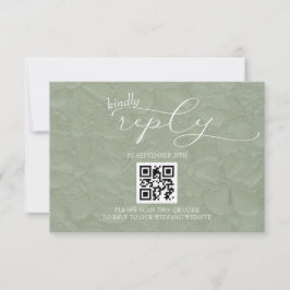 Groen en Wit Huwelijk Modern Eenvoudig QR RSVP Kaartje