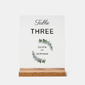 Groen en wit huwelijks tafelnummers acrylaat bord (Voorkant)