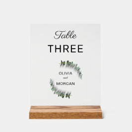 Groen en wit huwelijks tafelnummers acrylaat bord