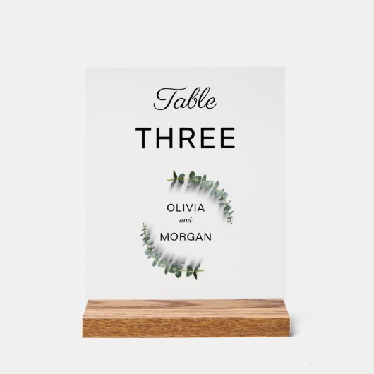 Groen en wit huwelijks tafelnummers acrylaat bord (Voorkant)