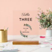 Groen en wit huwelijks tafelnummers acrylaat bord (Huwelijk)