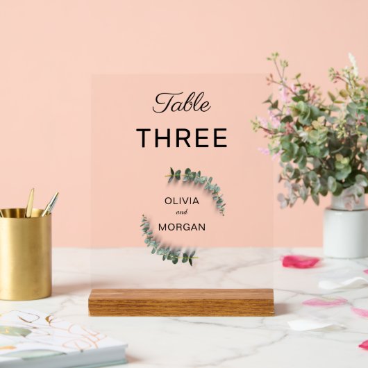 Groen en wit huwelijks tafelnummers acrylaat bord (Huwelijk)