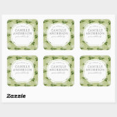 Groen en wit Hydrangea Baby Nursery Book Bord Vierkante Sticker (Vel)