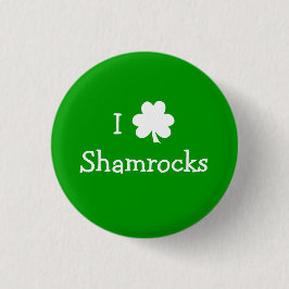 Groen en Wit Ik hou van Shamrocks St Pats Day Ronde Button 5,7 Cm