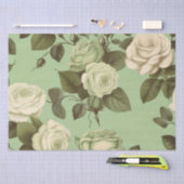 Groen en Wit Italiaanse Bloem Print Decoupage / Tissuepapier (Craft)